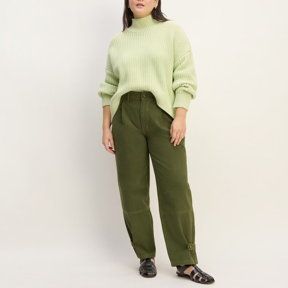 NEW Everlane x Marques' Almeida Canvas Oversized Barrel Pant in Deep Moss Green